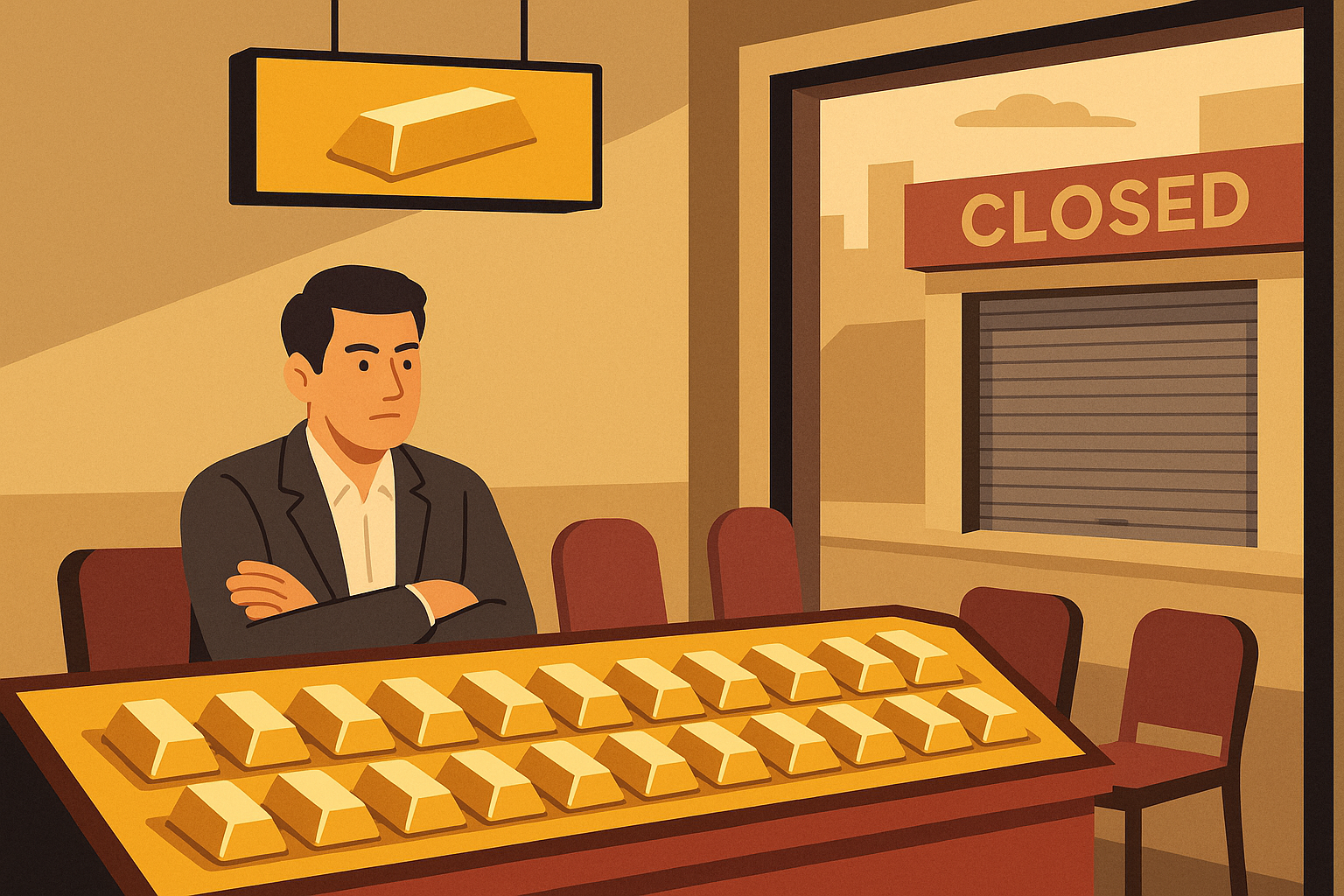 Giá vàng hôm nay mới nhất (23/8) giữ mức cao: Cửa hàng "vắng như chùa bà Đanh", nhiều nơi đóng cửa